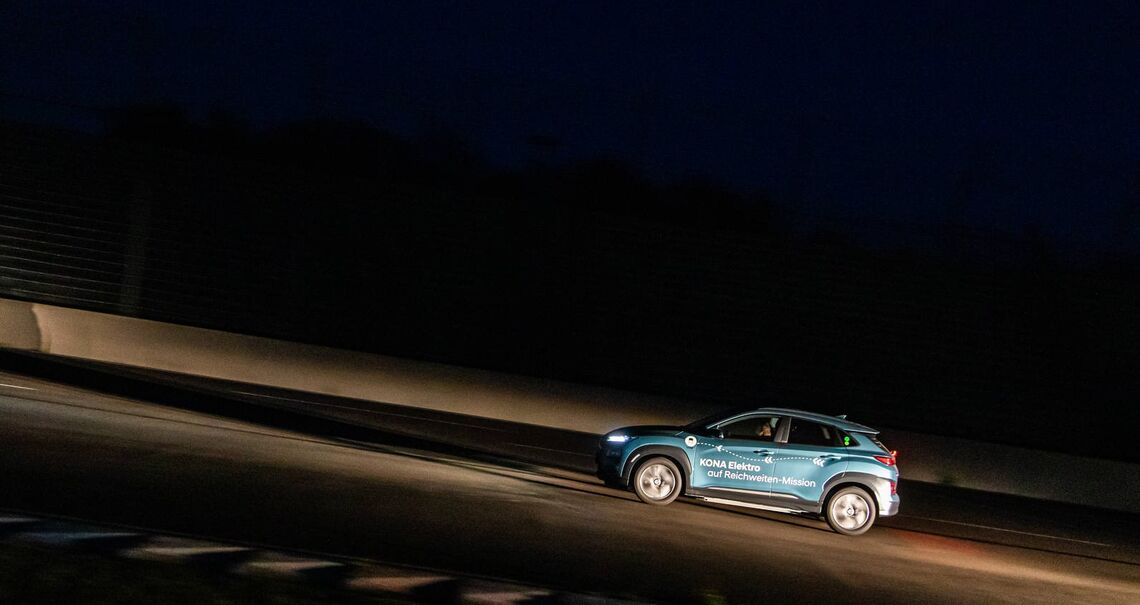 Hyundai Kona Elektro beim Akkutest