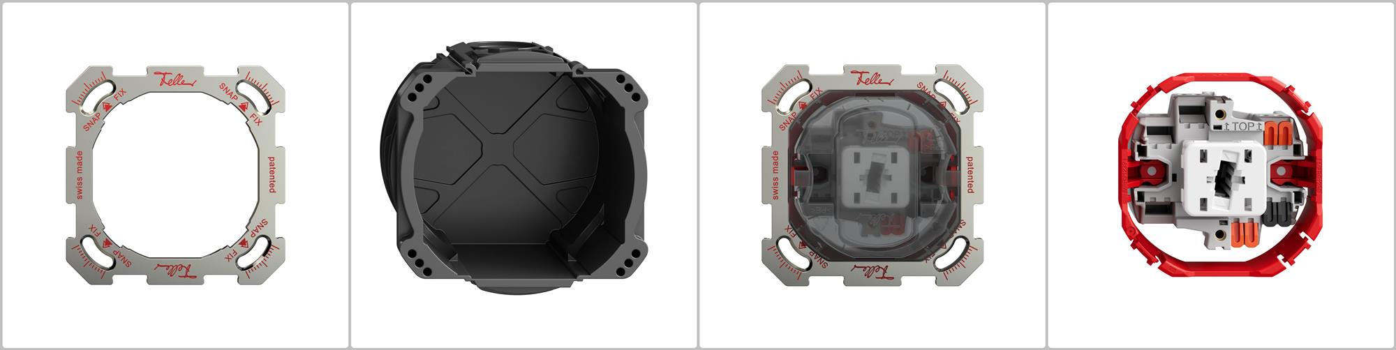 Feller SNAPFIX® erleichtert die Montage von Schaltern, Steckdosen und smarten Technologien Feller SNAPFIX® erleichtert die Montage von Schaltern, Steckdosen und smarten Technologien