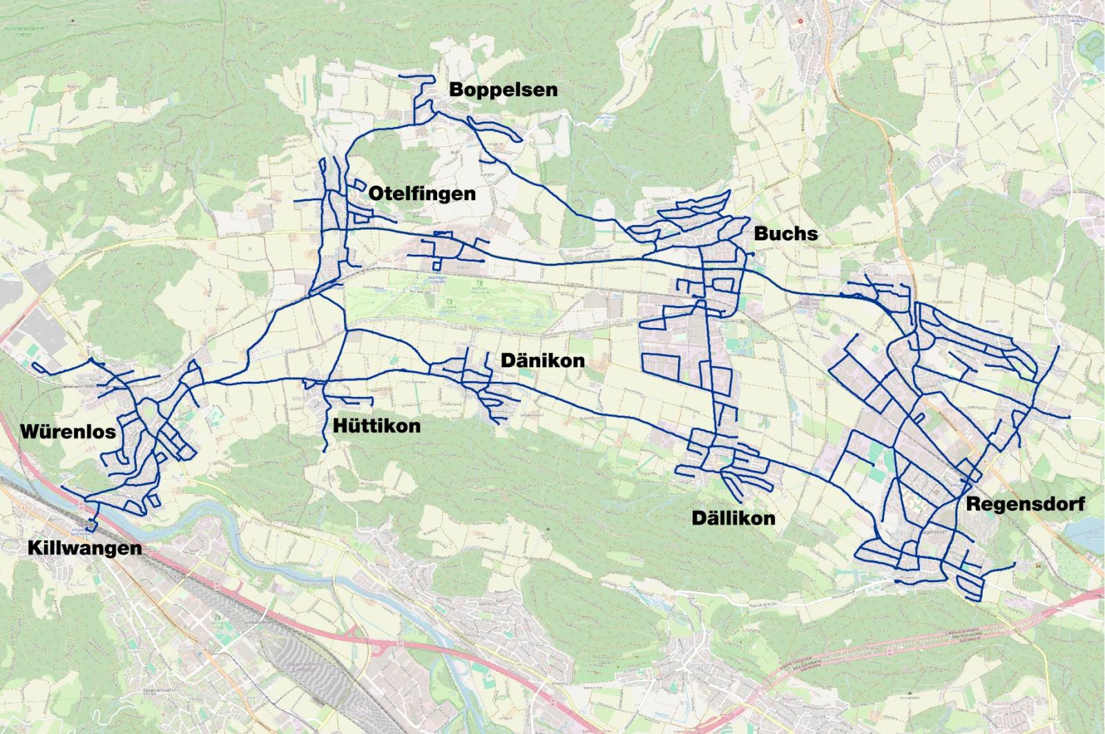 Streckenverlauf im Furttal