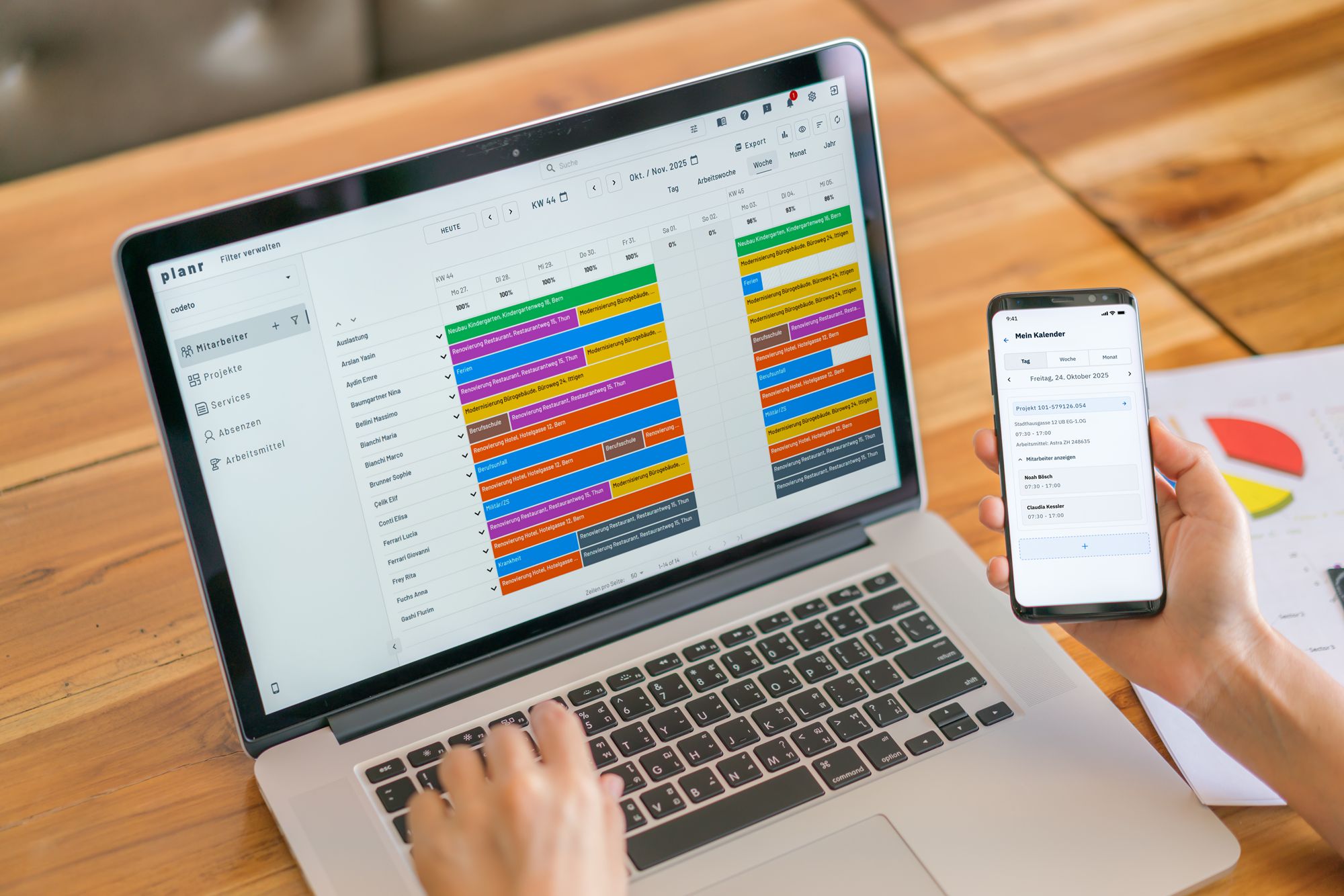 business woman hand with financial charts