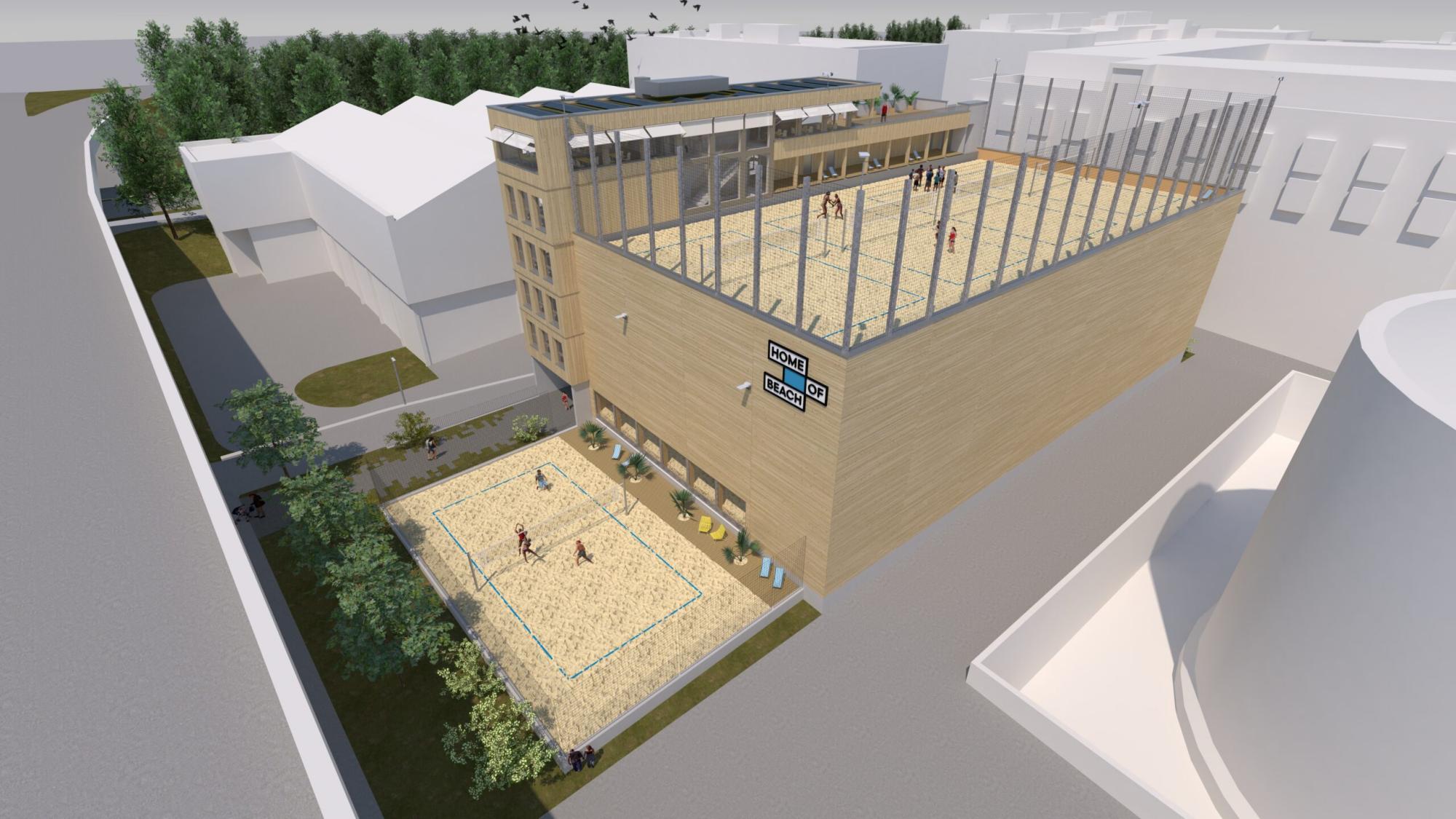 Die Beachvolleyball-Anlage «Home of Beach» entsteht im Berner Quartier Ausserholigen (Bildquelle: homeofbeach.ch)