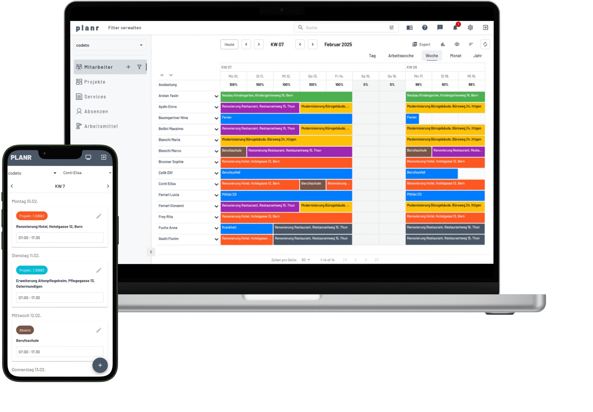 Die Mobile App ist bewusst einfach aufgebaut